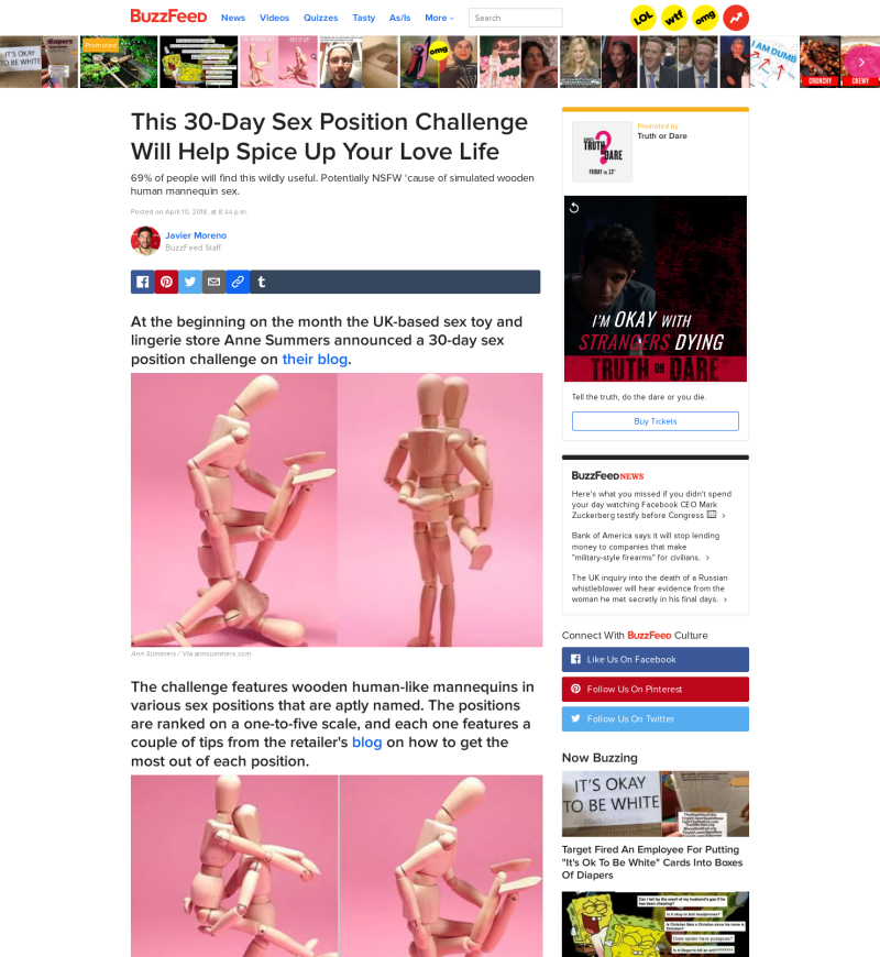 Screenshot of Ann Summers campaign on BuzzFeed